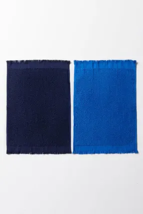 2 Pack Fringe Guest Towels Blue