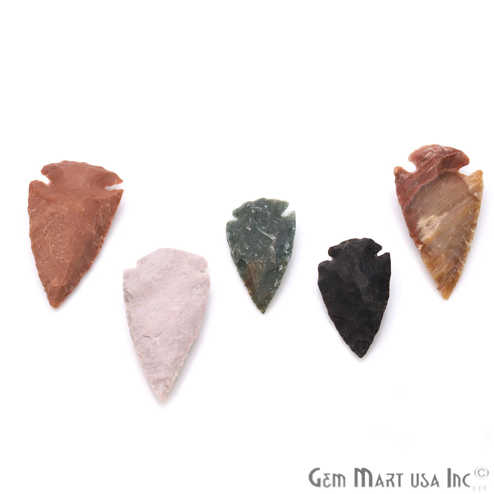 5pc Lot Arrowhead Cut Gemstones, 48x25mm Handcrafted Stone, Loose Gemstone, DIY Pendant, DIY Jewelry