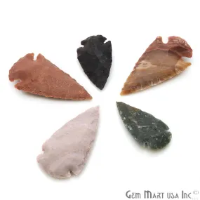 5pc Lot Arrowhead Cut Gemstones, 48x25mm Handcrafted Stone, Loose Gemstone, DIY Pendant, DIY Jewelry