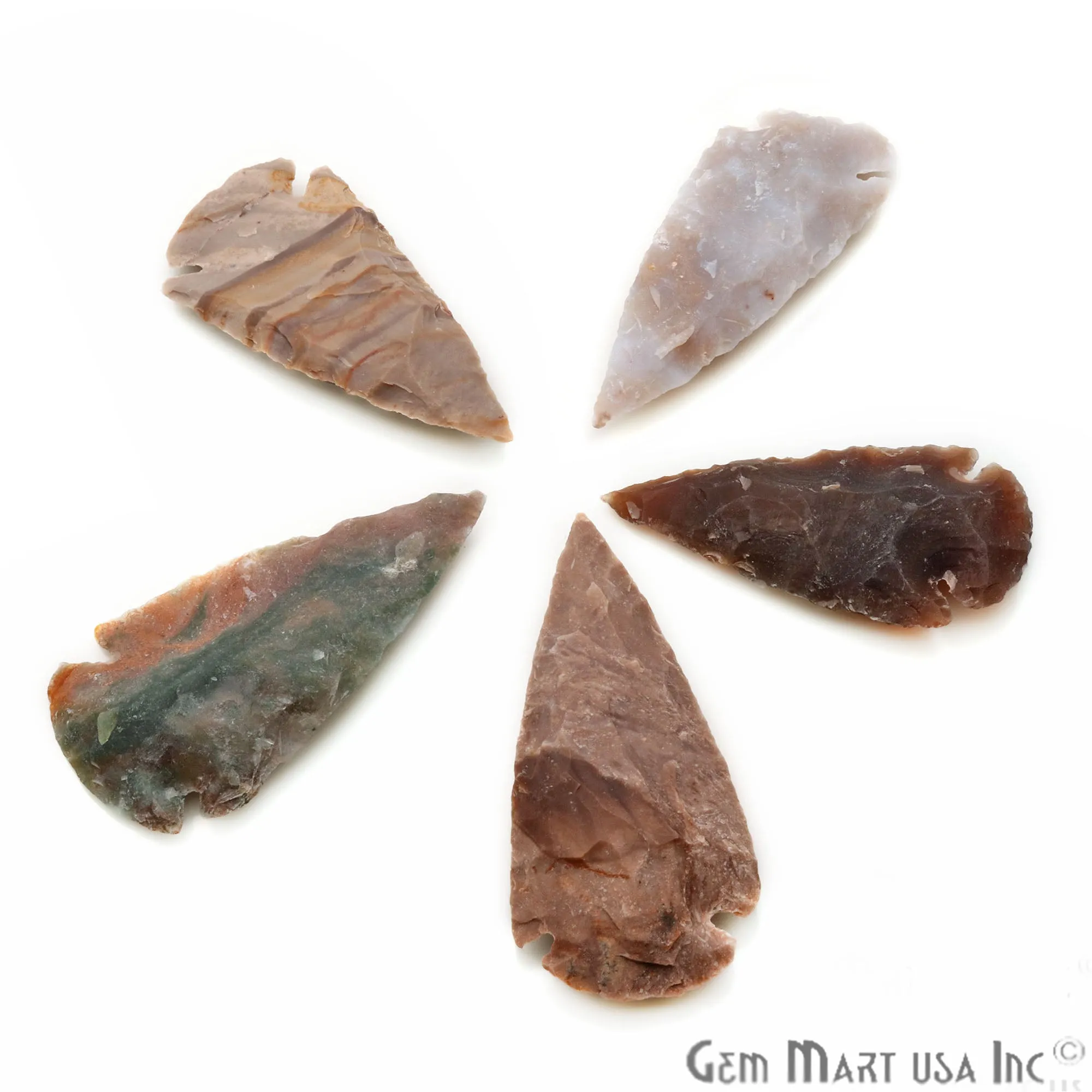 5pc Lot Arrowhead Cut Gemstones, 65x32mm Handcrafted Stone, Loose Gemstone, DIY Pendant, DIY Jewelry