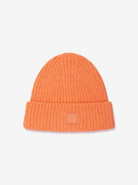 Acne Studios Kids Wool Knitted Beanie Hat in Orange