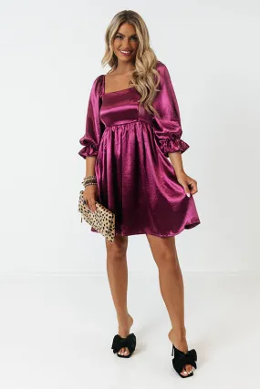 Address The Room Babydoll Dress in Purple