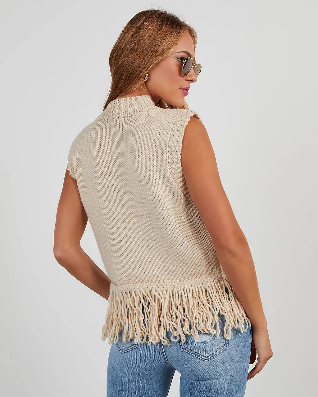 Amber Fringe Hem Sleeveless Sweater