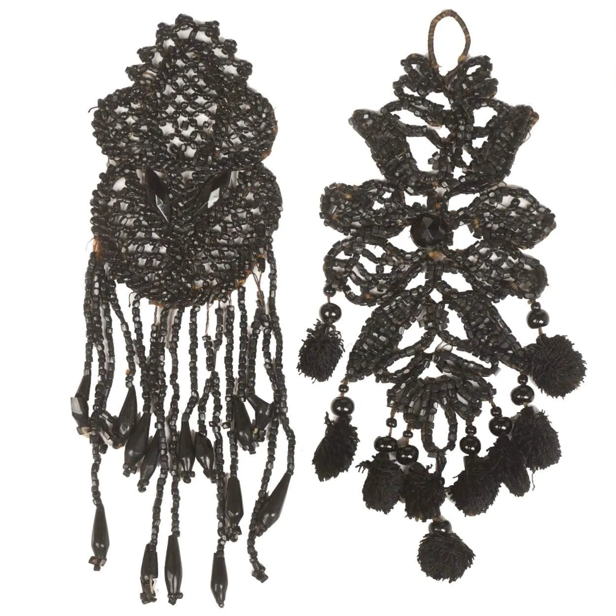 Antique Victorian French Jet Tassel Appliques