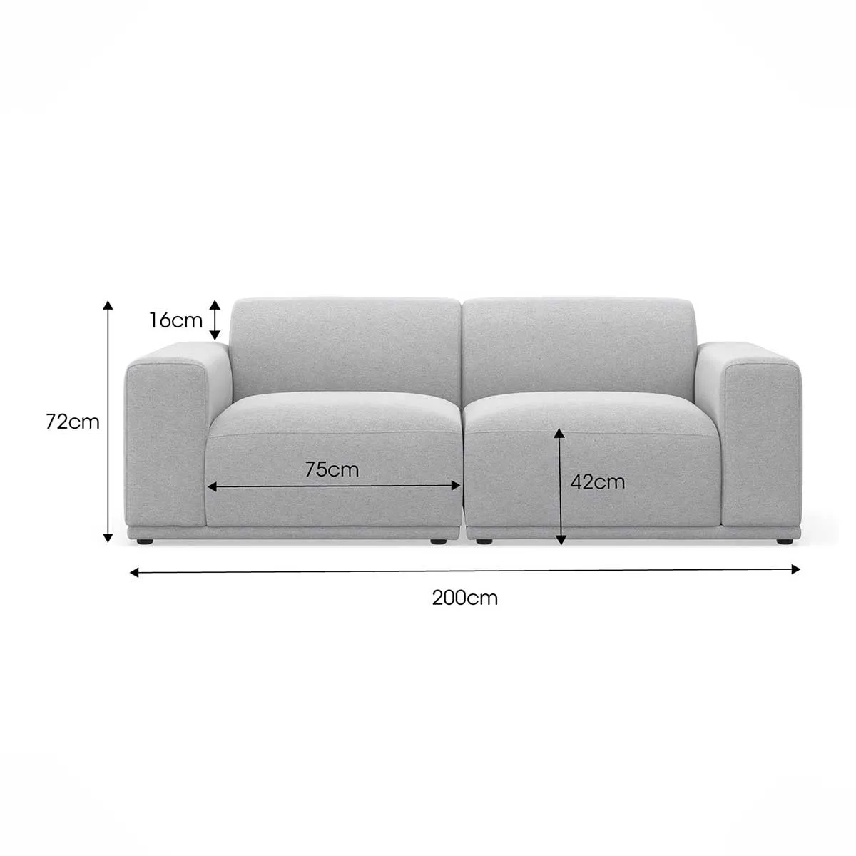 Bailey Fabric 2.5 Seater Modular Sofa