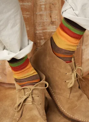 Big and Tall Merino Wool Multi Stripe Sock in Light Brown