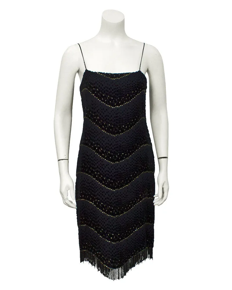 Black and Gold Shimmy Cocktail Dress