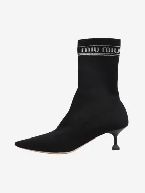 Black stretch-knit ankle boots - size EU 37.5