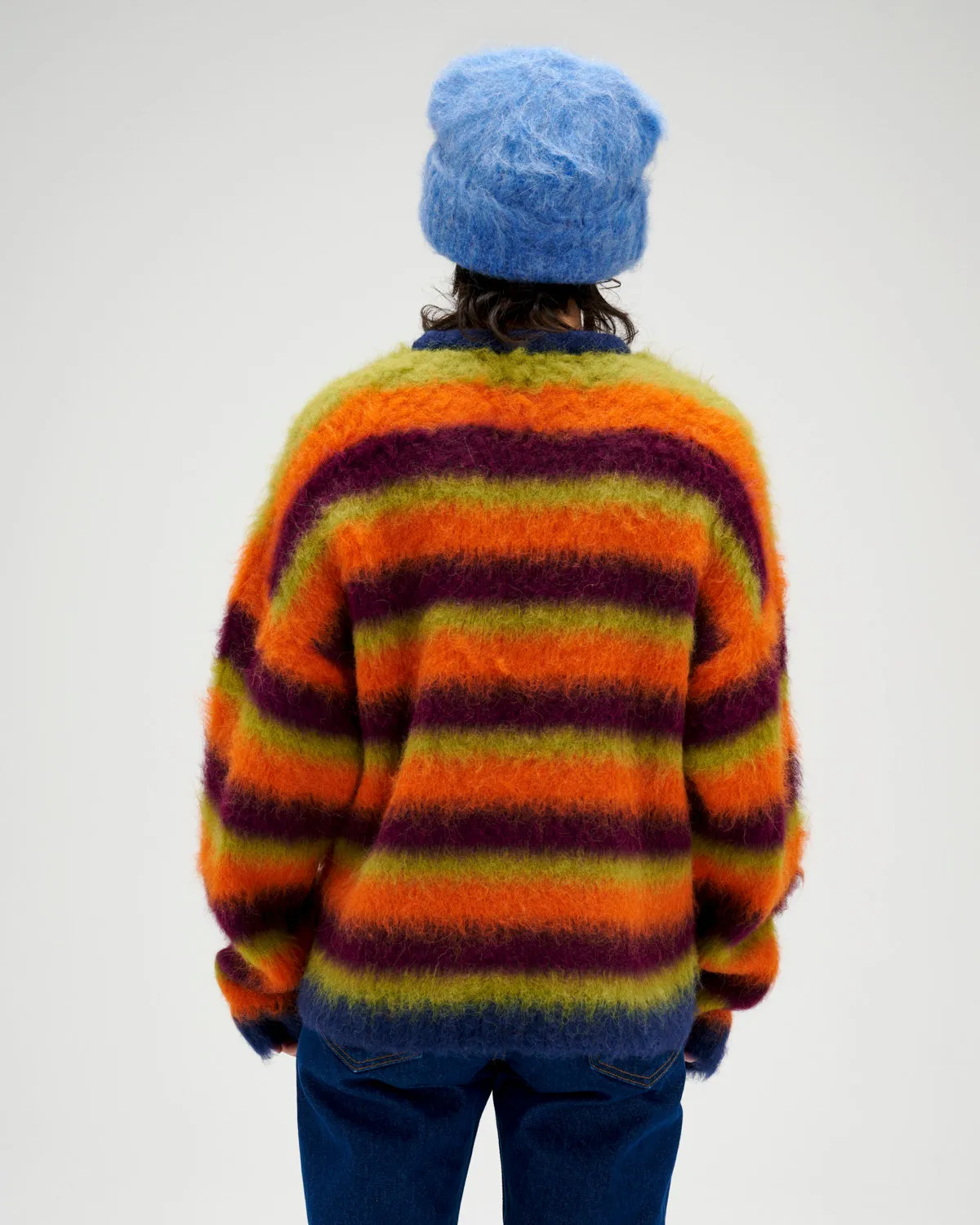 Blurry Lines Alpaca Crewneck Sweater - Orange Multi