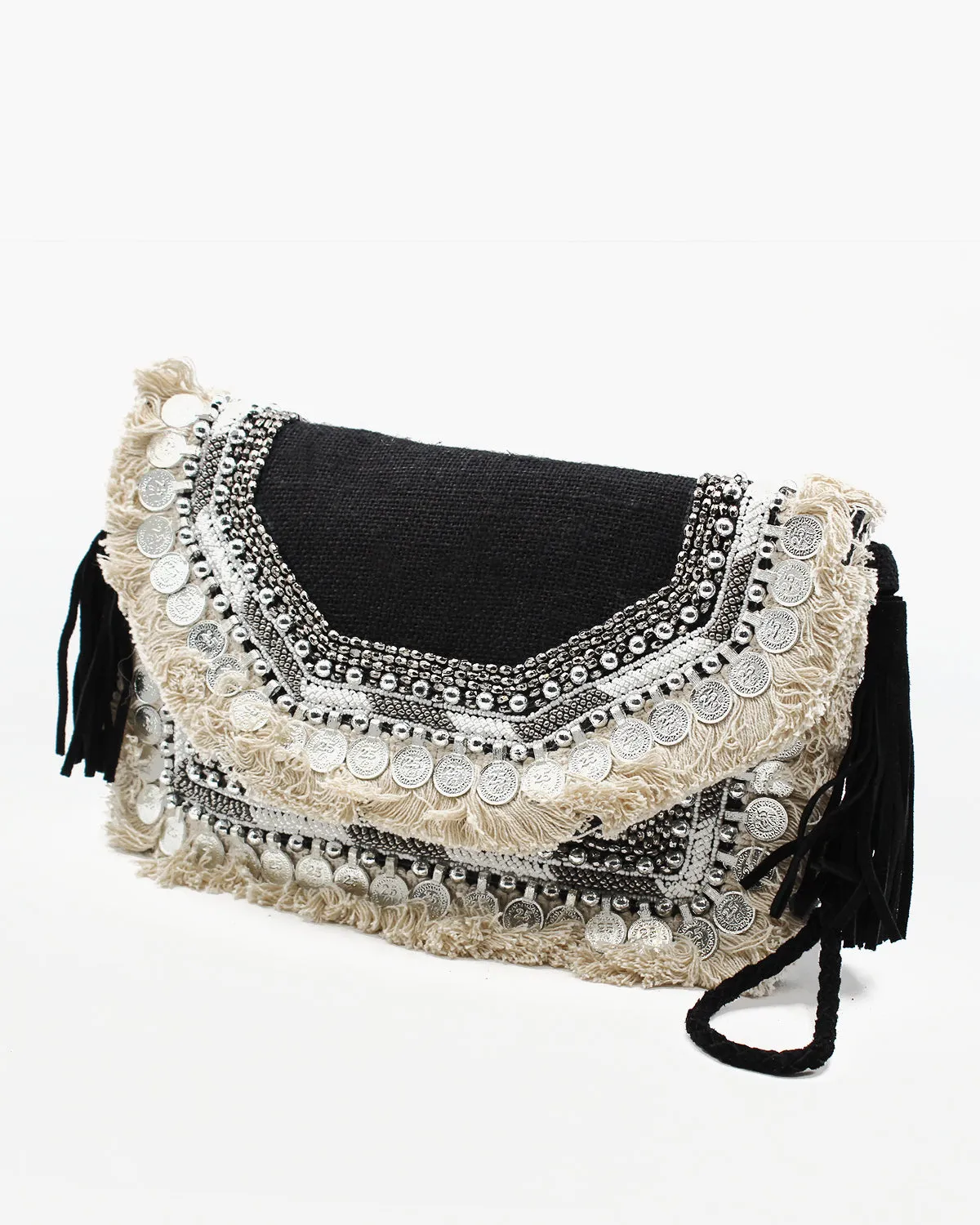 Bohemian Coin Clutch with Fringe