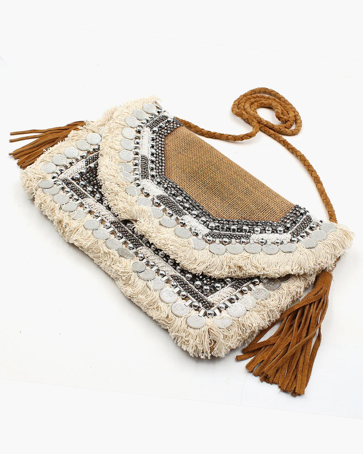 Bohemian Coin Clutch with Fringe