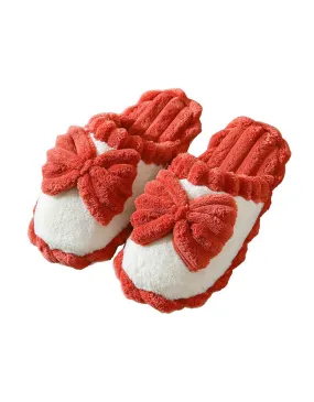 Bow-knot Fuzzy Comfy Indoor Slippers for Women