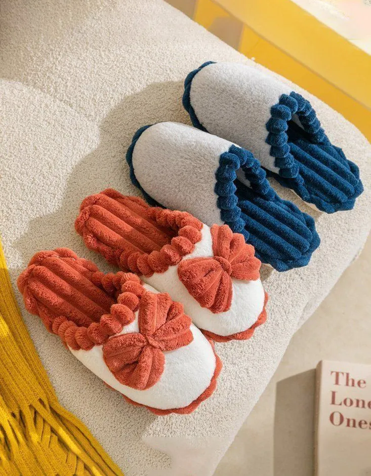 Bow-knot Fuzzy Comfy Indoor Slippers for Women