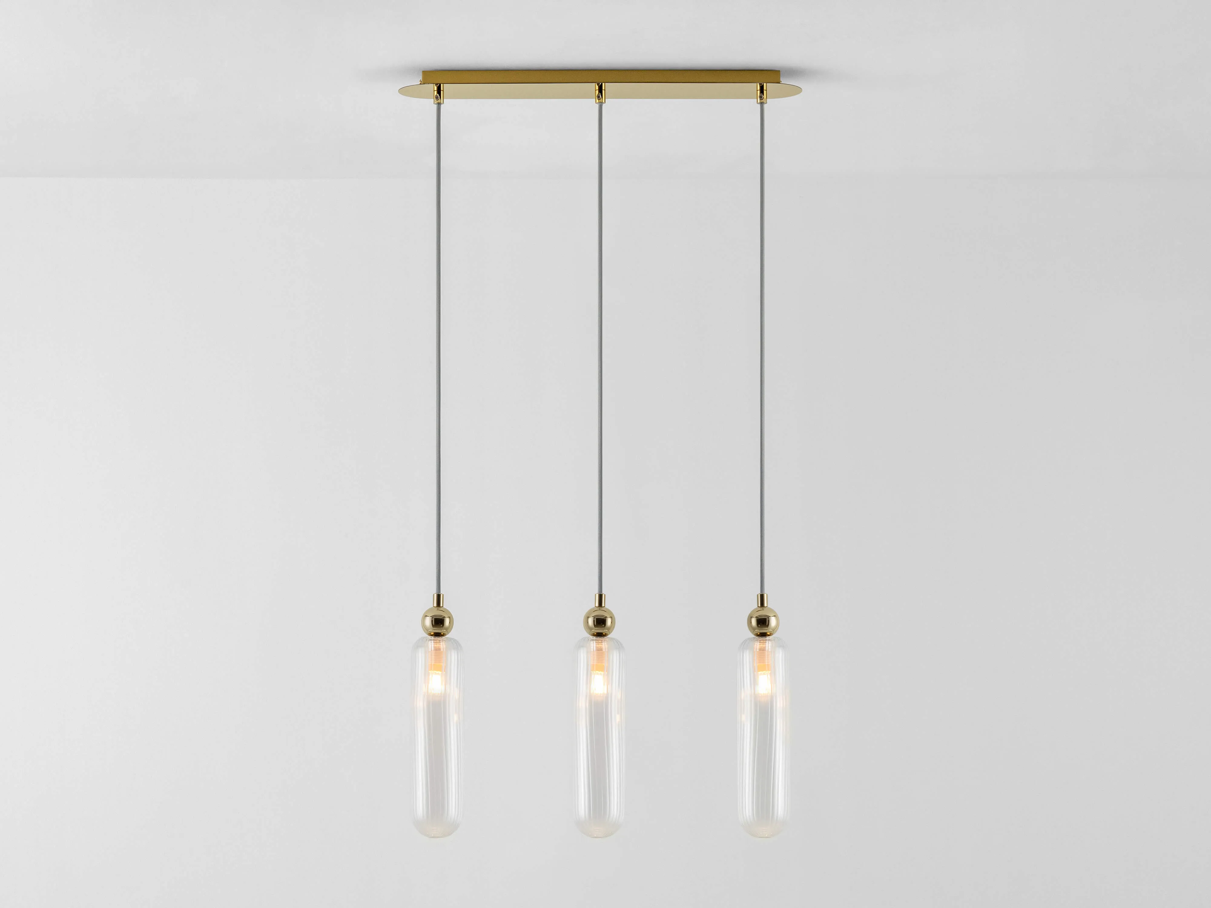 Brass ribbed glass cluster ceiling light