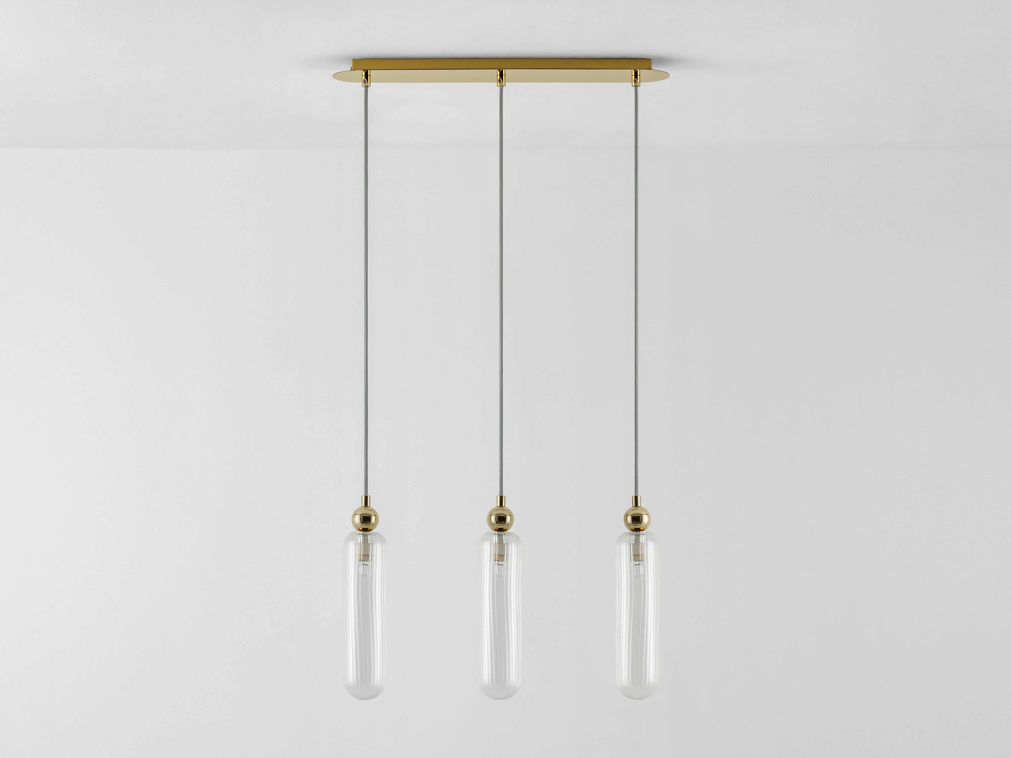 Brass ribbed glass cluster ceiling light