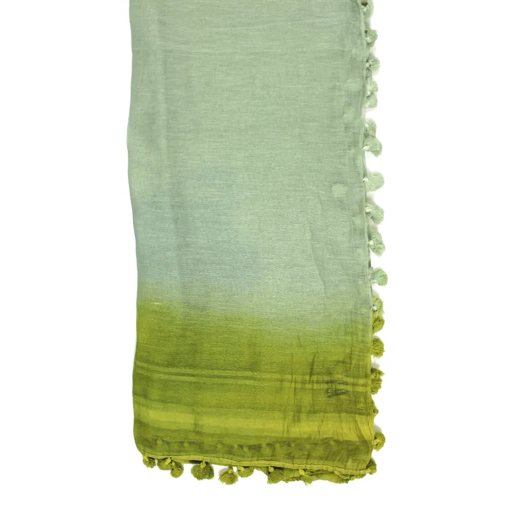 Bulls Eye Ombre Scarf with Fringe - Lime/Cafe