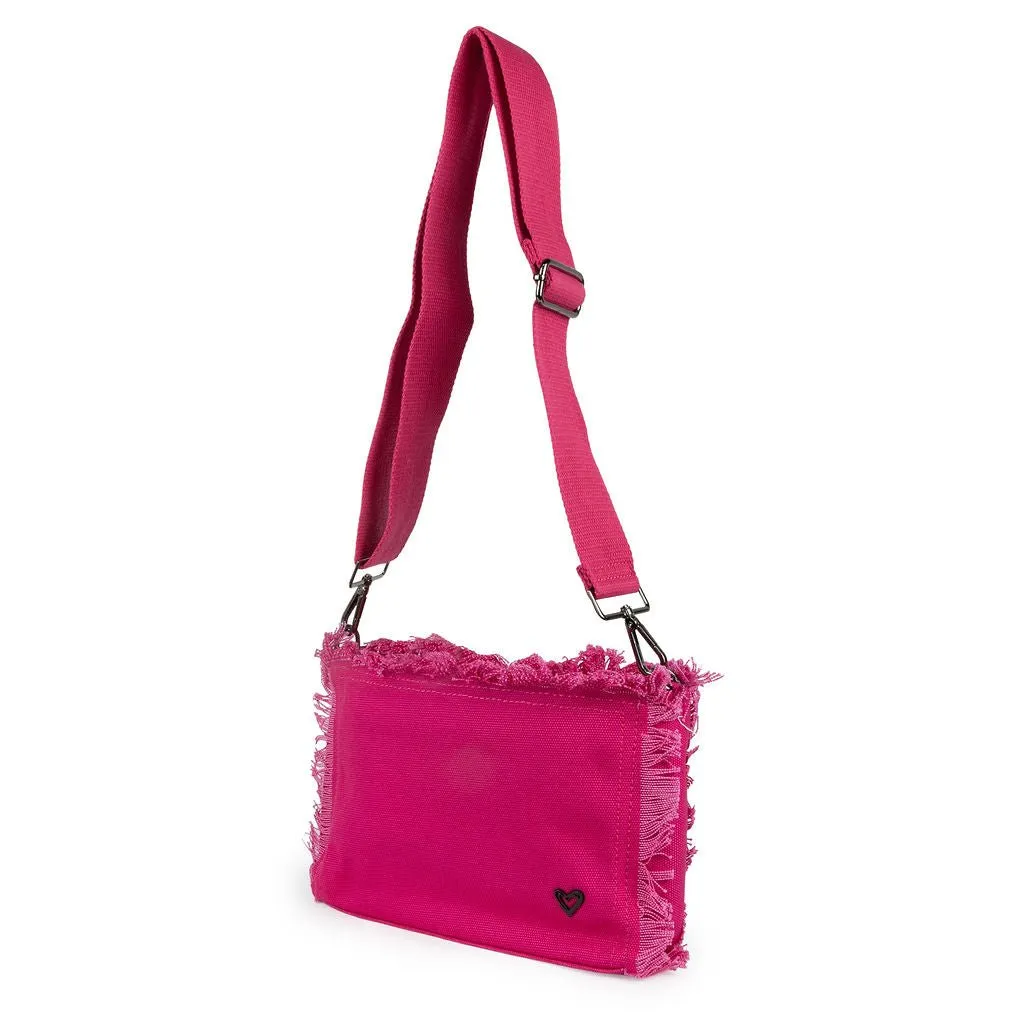 Canvas Fringe Crossbody - Fuschia