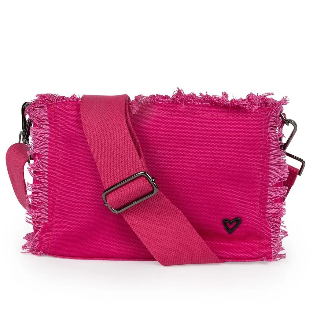 Canvas Fringe Crossbody - Fuschia