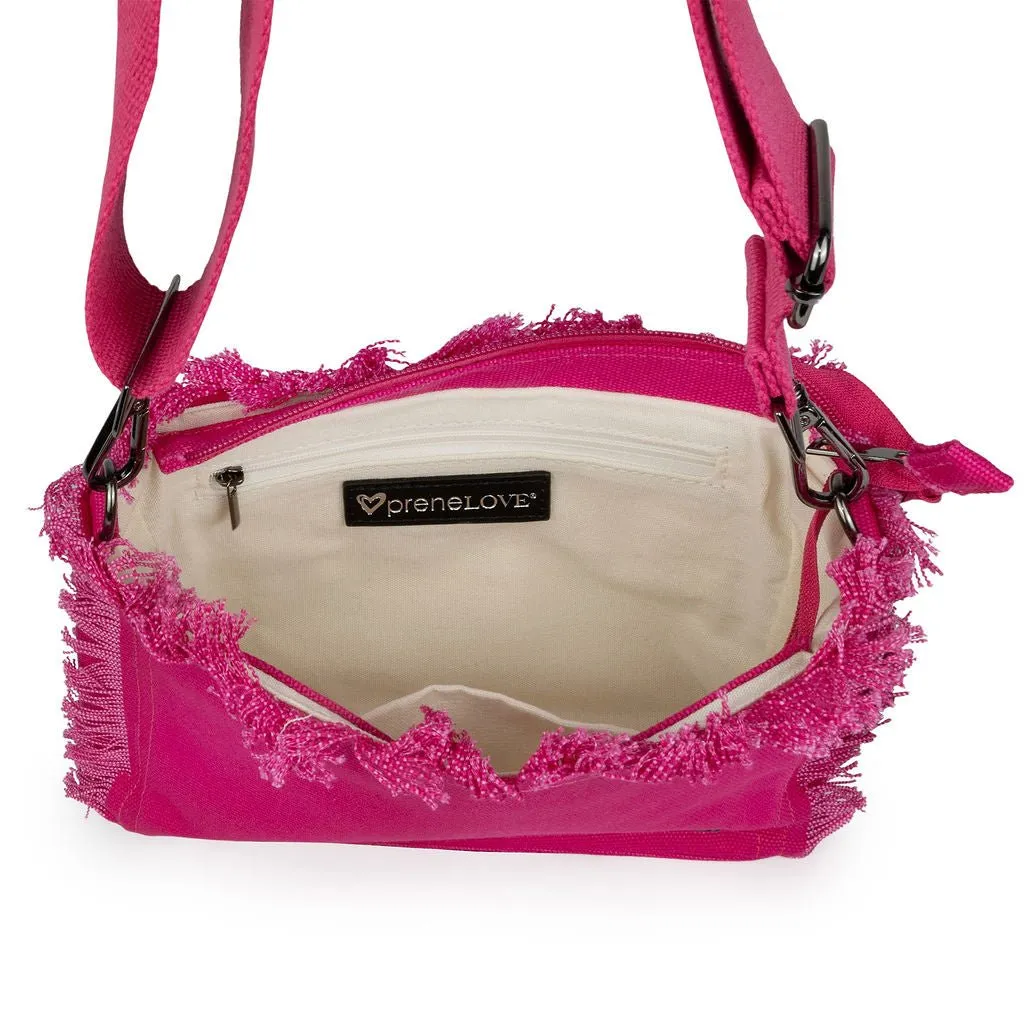 Canvas Fringe Crossbody - Fuschia