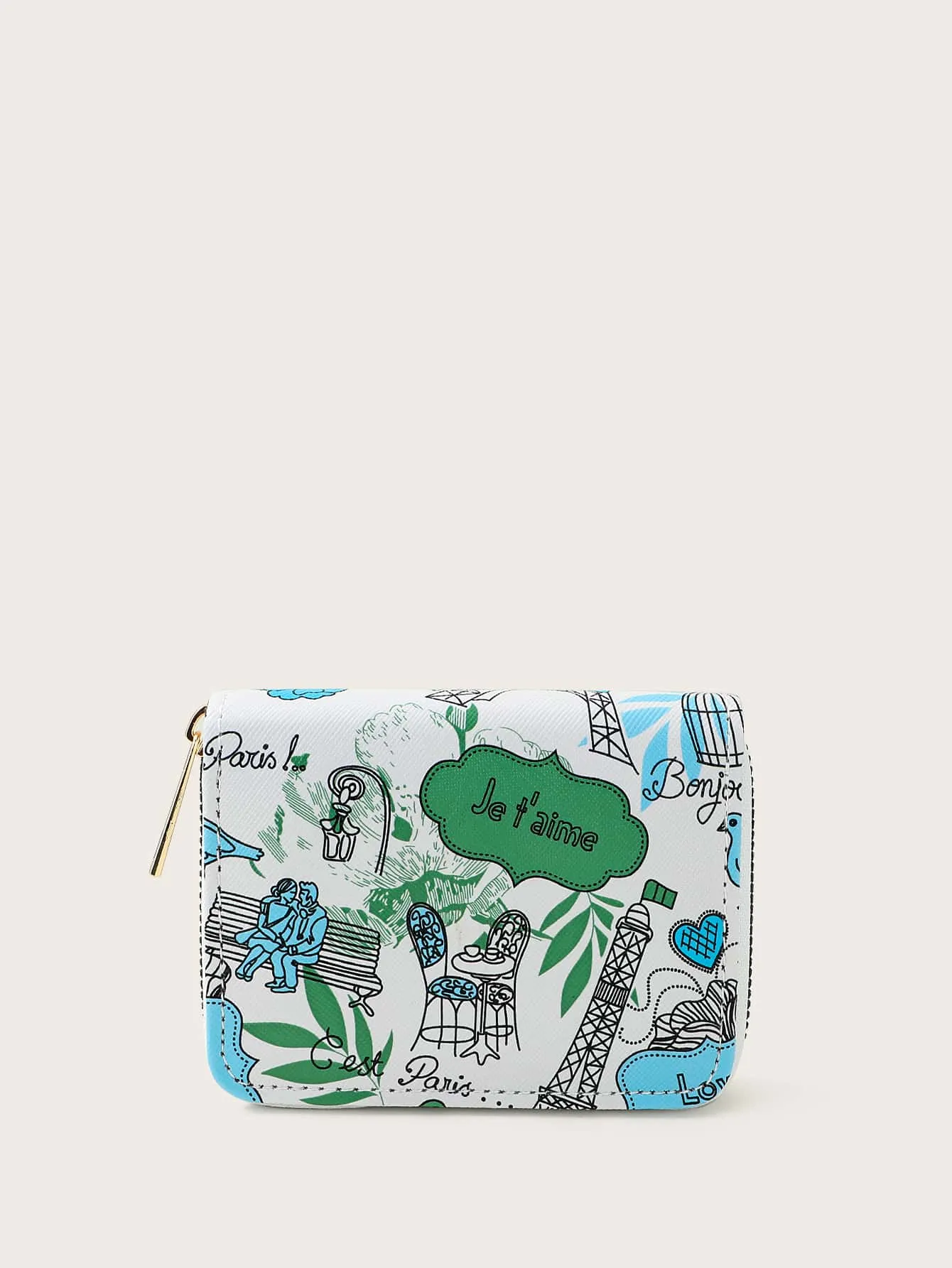 Cartoon Graphic Zip Around Card Holder