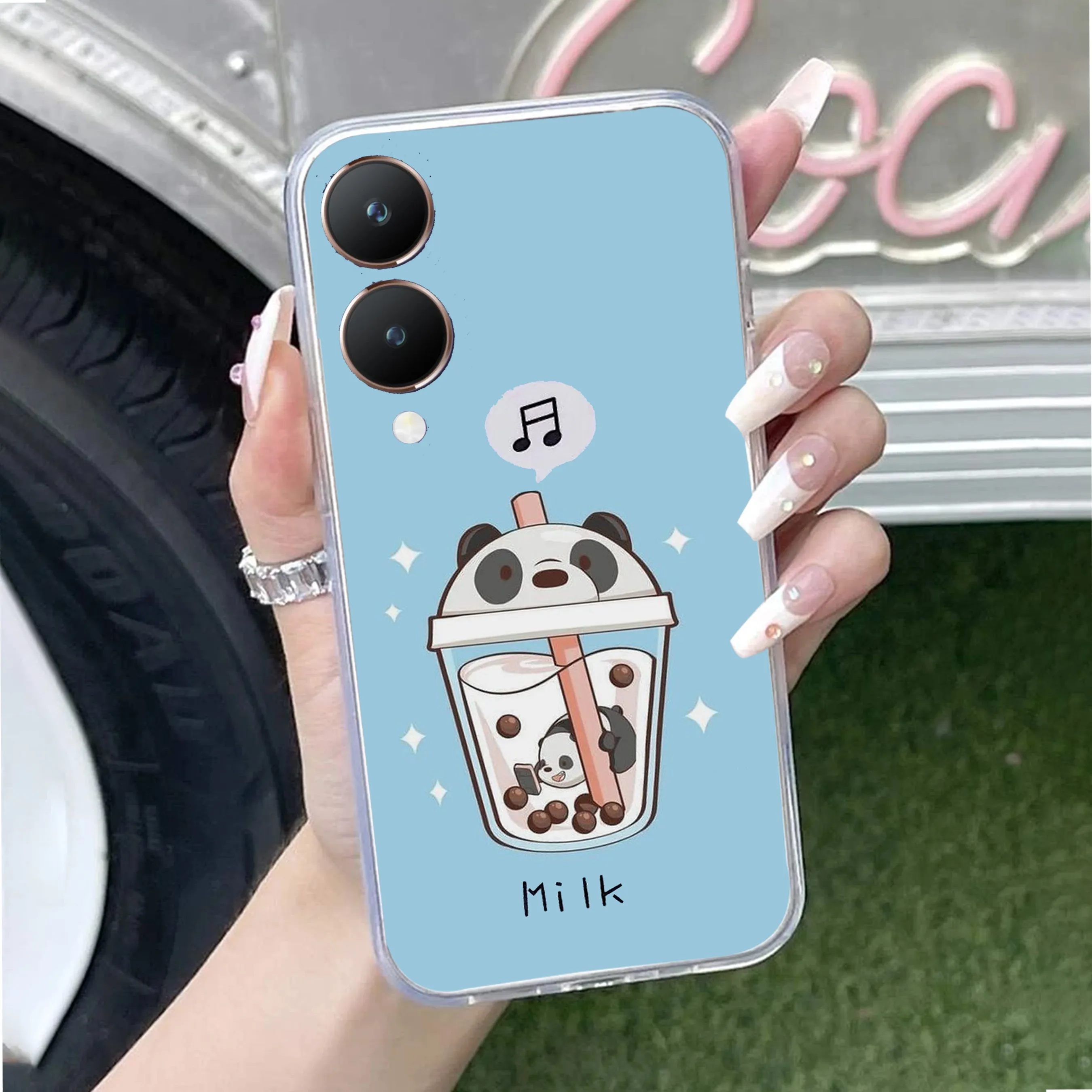 Cartoon Milk Tea We Bare Bears Silicon Case For Vivo