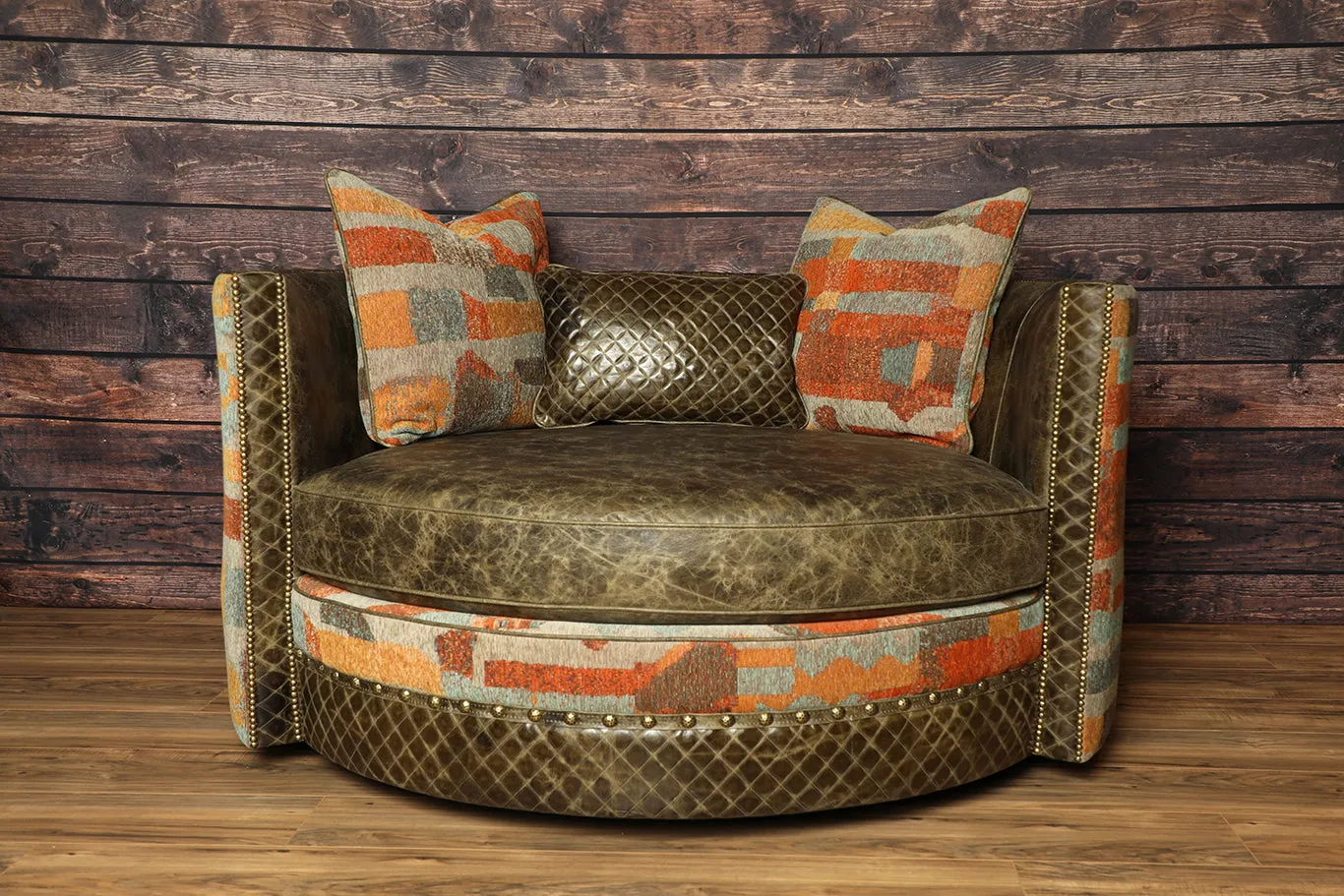 Chaise Swivel Southwestern Basil Accent Chair