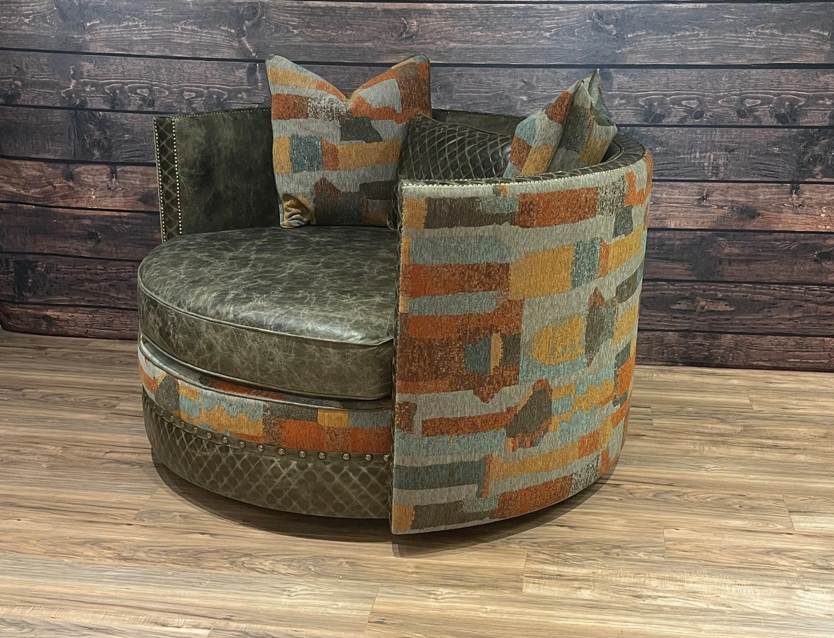 Chaise Swivel Southwestern Basil Accent Chair