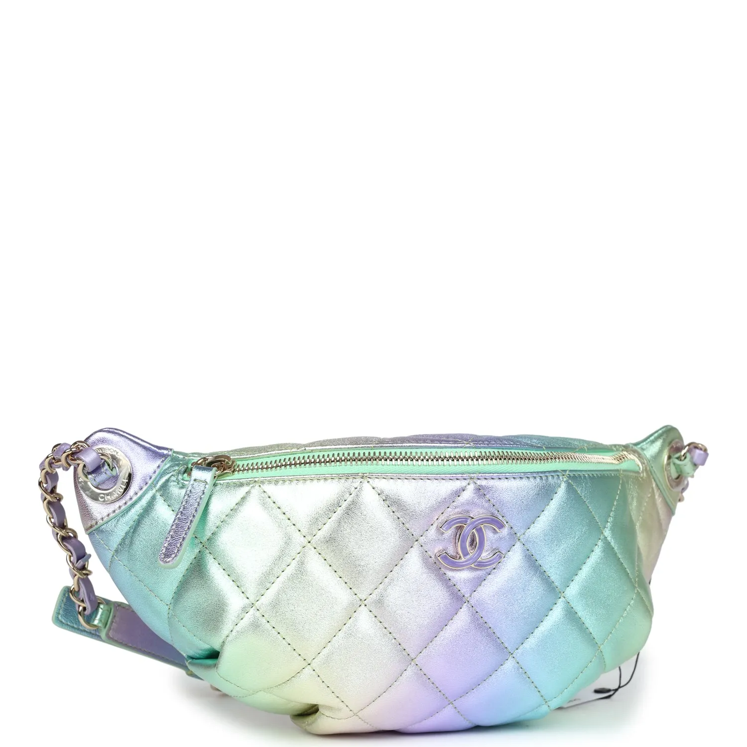 Chanel Belt Bag Rainbow Metallic Lambskin Light Gold Hardware