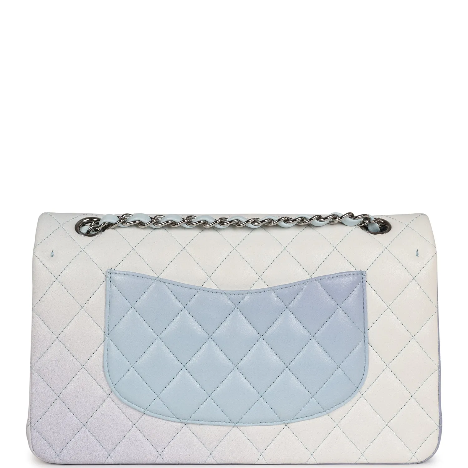 Chanel Medium Classic Double Flap Light Blue/Light Purple/White Ombre Metallic Lambskin Silver Hardware