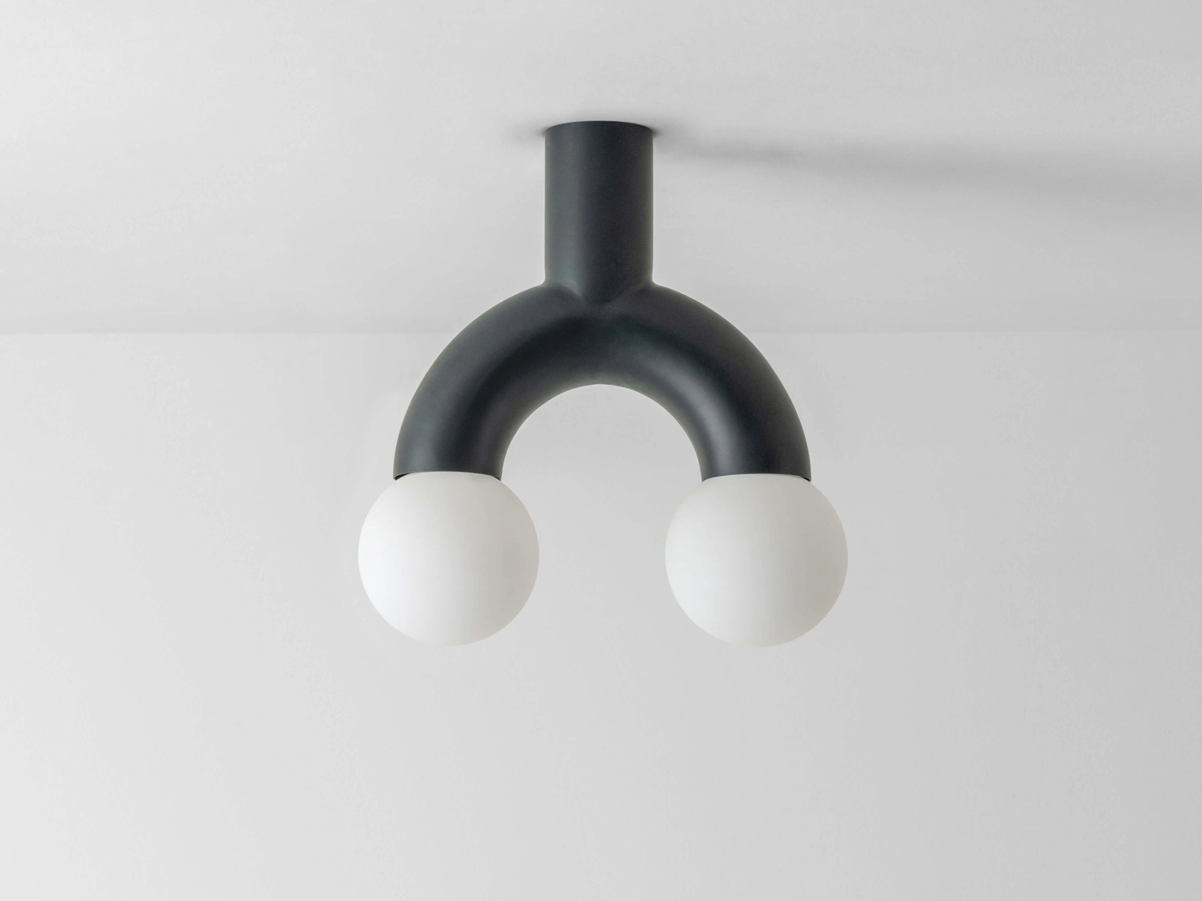 Charcoal grey tube flush ceiling light