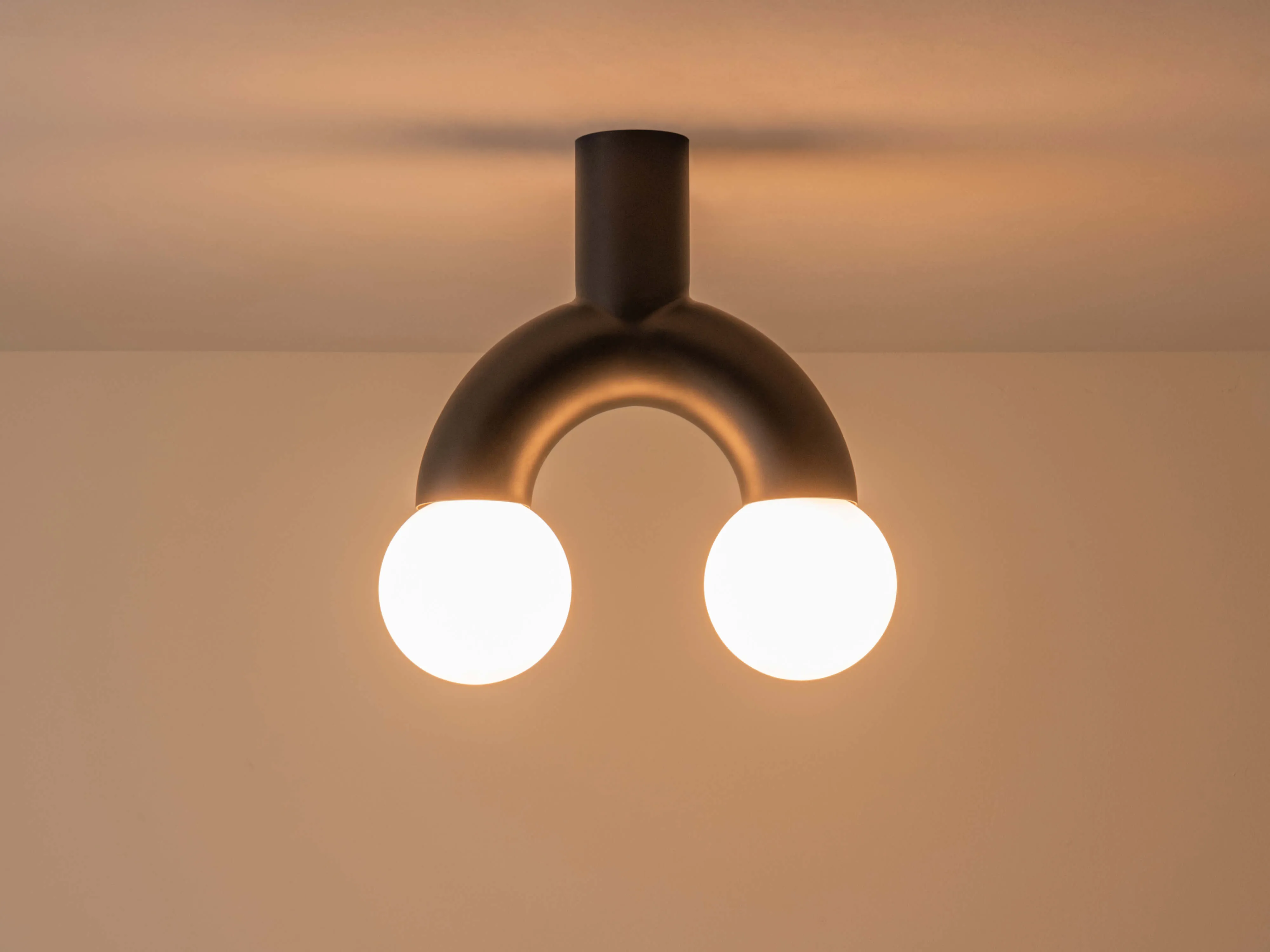 Charcoal grey tube flush ceiling light