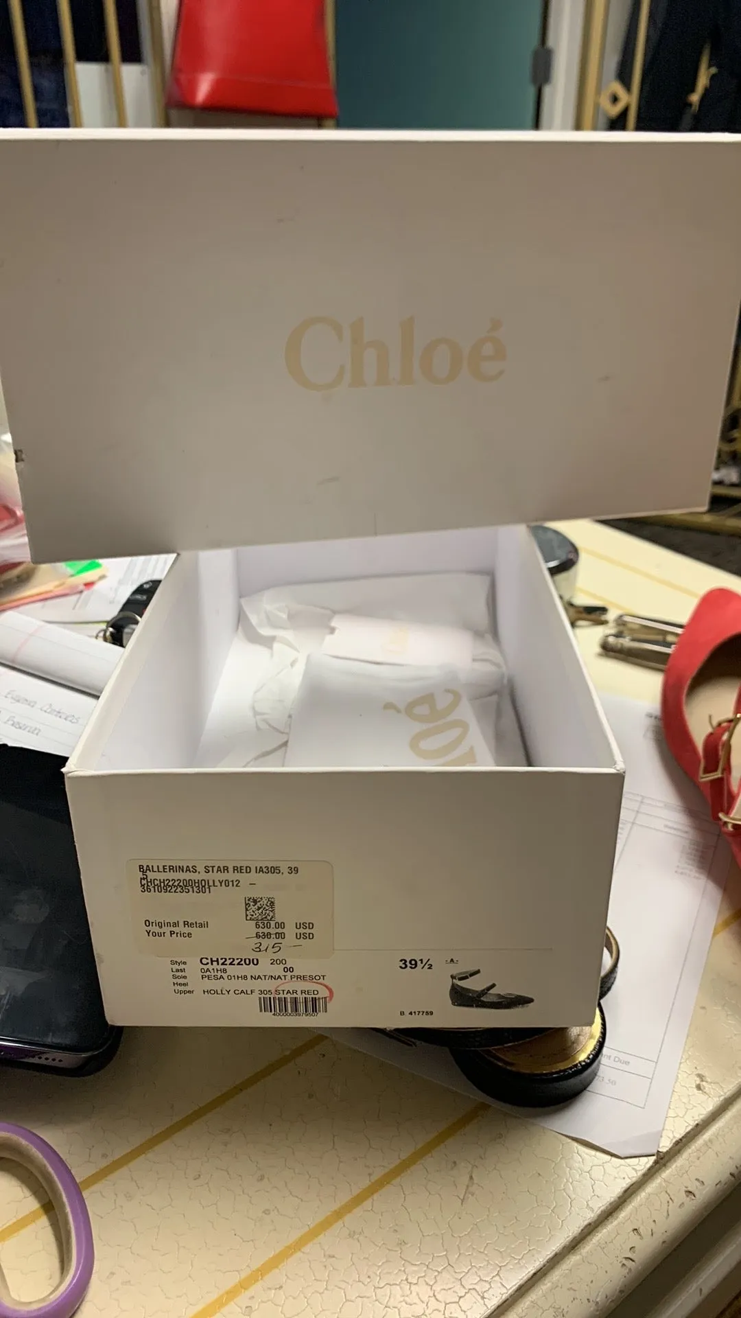 CHLOE FLATS size 39.5 (preowned)