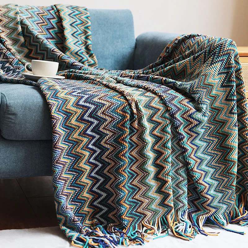 Colorful Crochet Chevron Throw Blanket