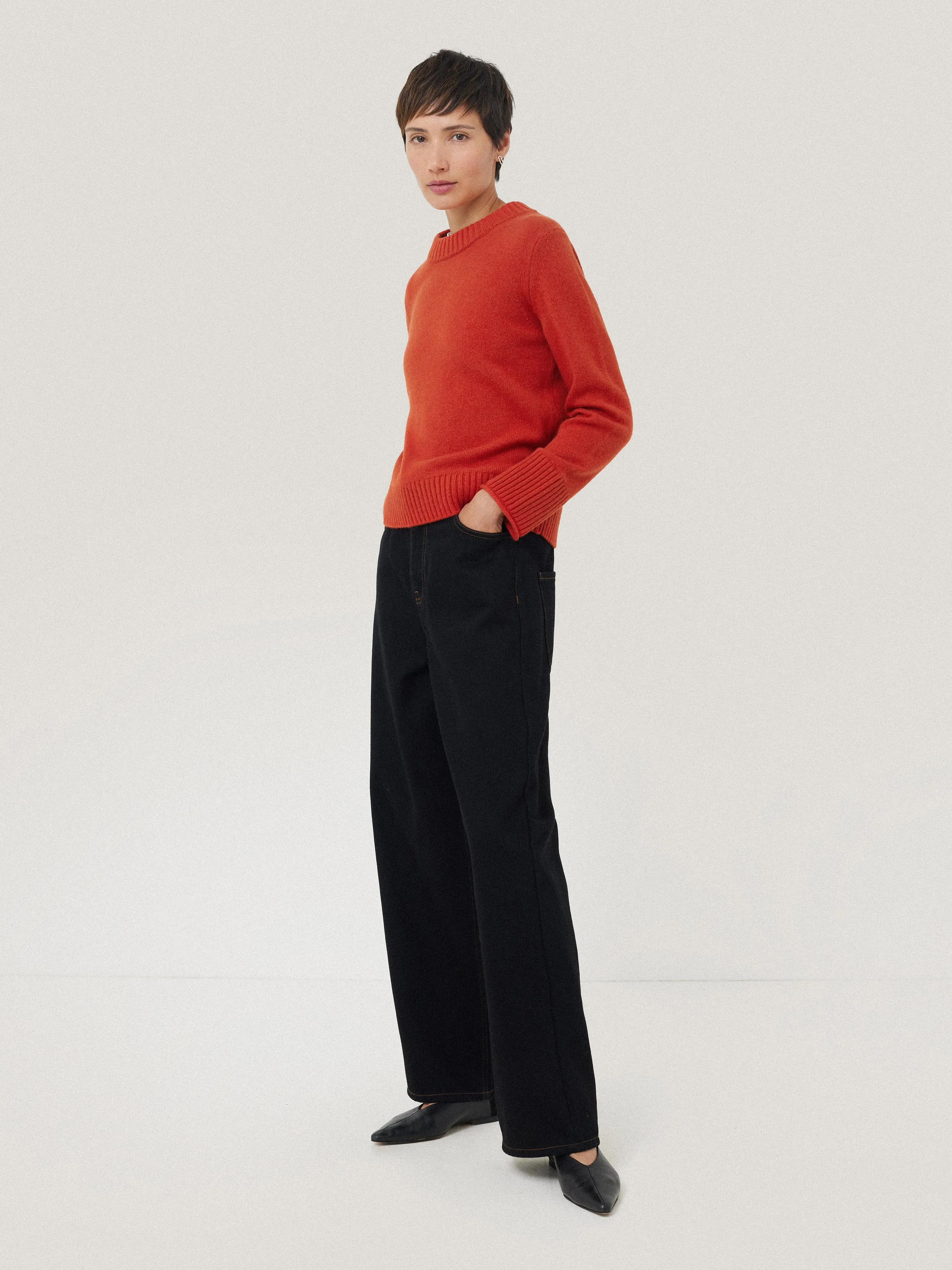 Compact Wool Cashmere Blend Jumper | Orange