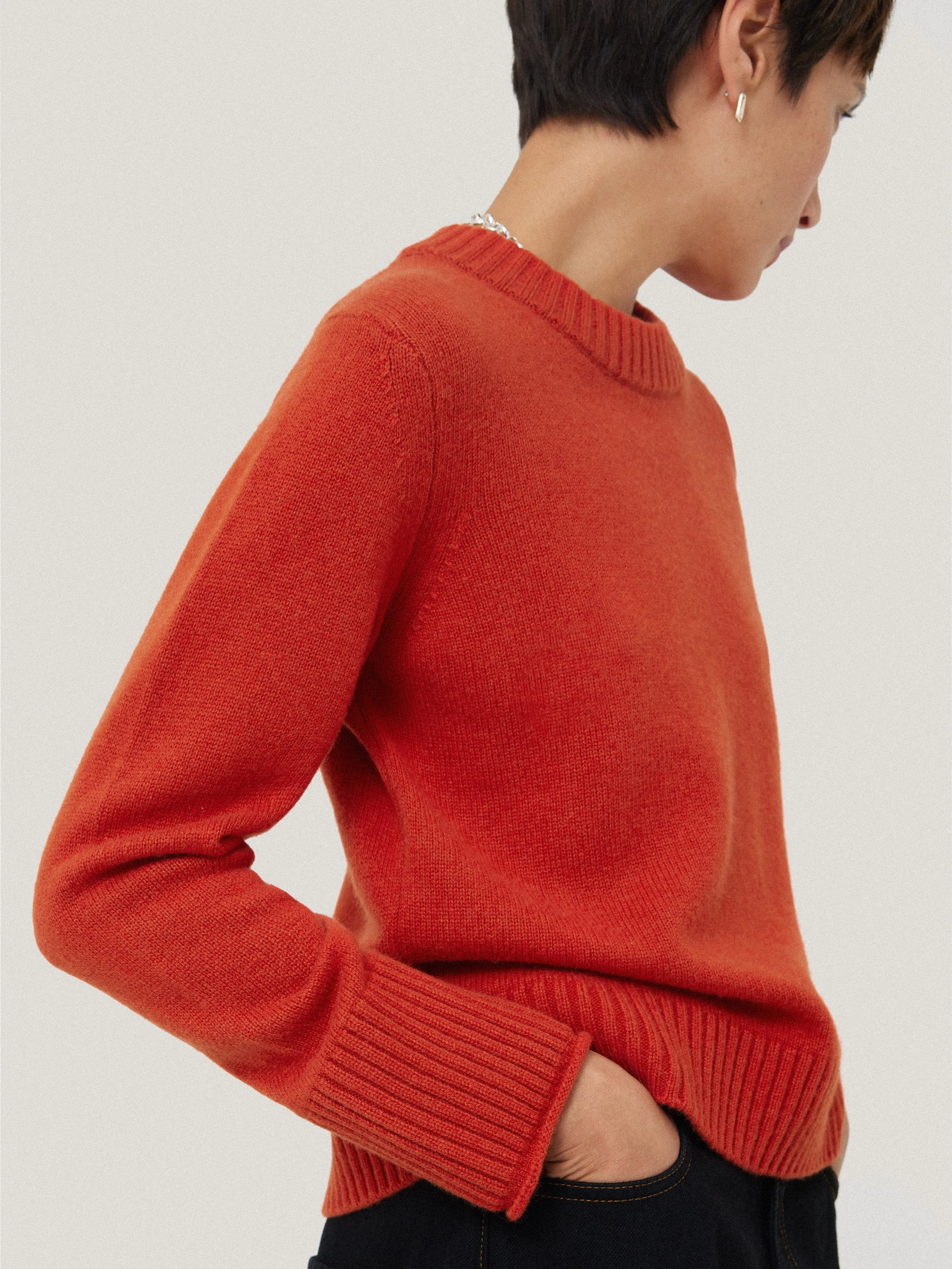 Compact Wool Cashmere Blend Jumper | Orange