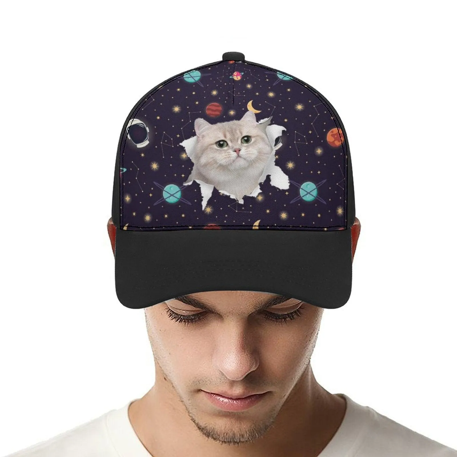 Custom Cat Face Galaxy Unisex Baseball Cap