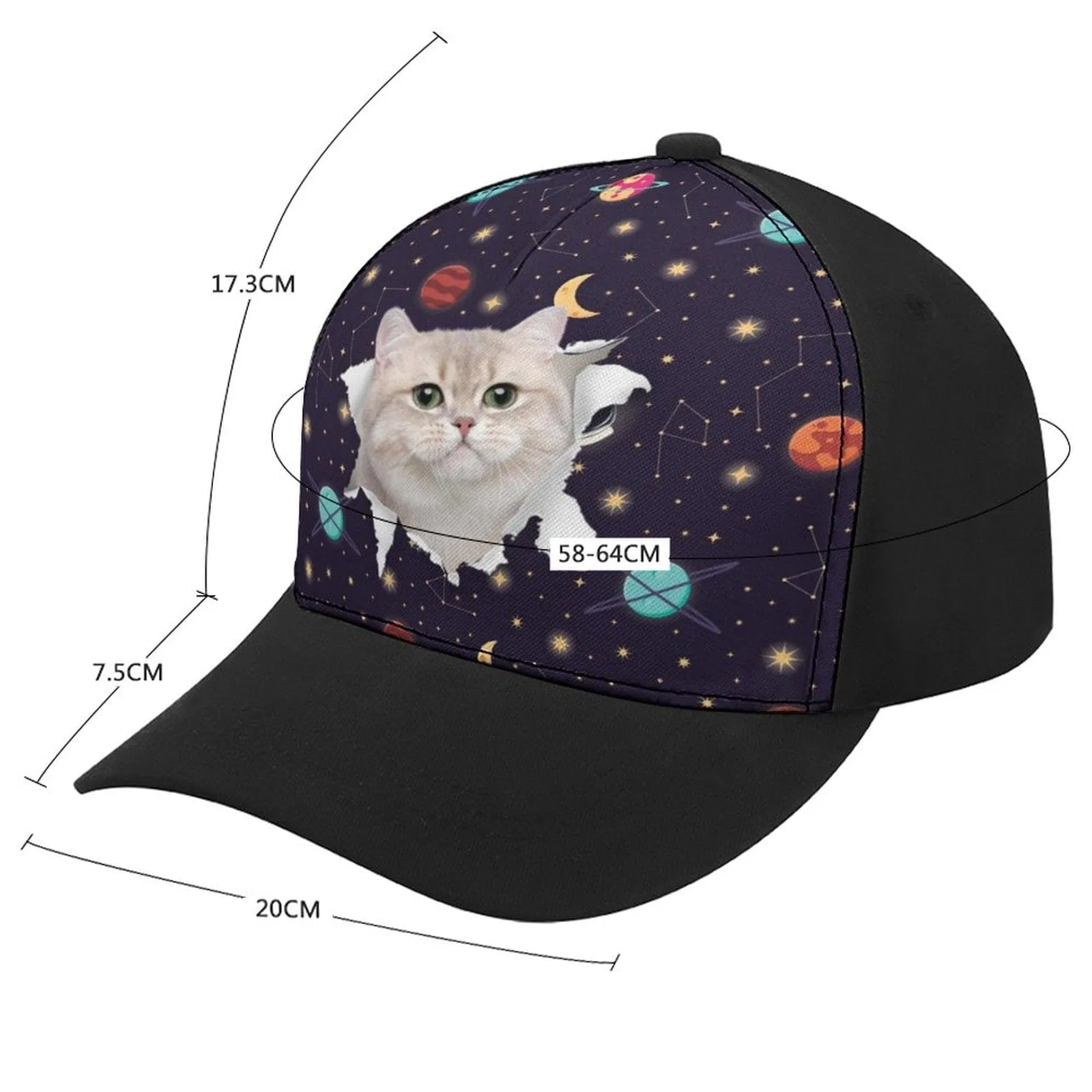 Custom Cat Face Galaxy Unisex Baseball Cap