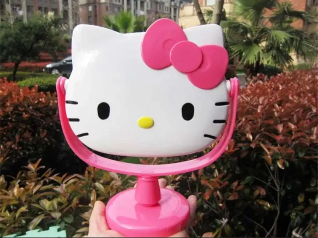 Cute Handmade Kawaii Standing Mirror Pink & White