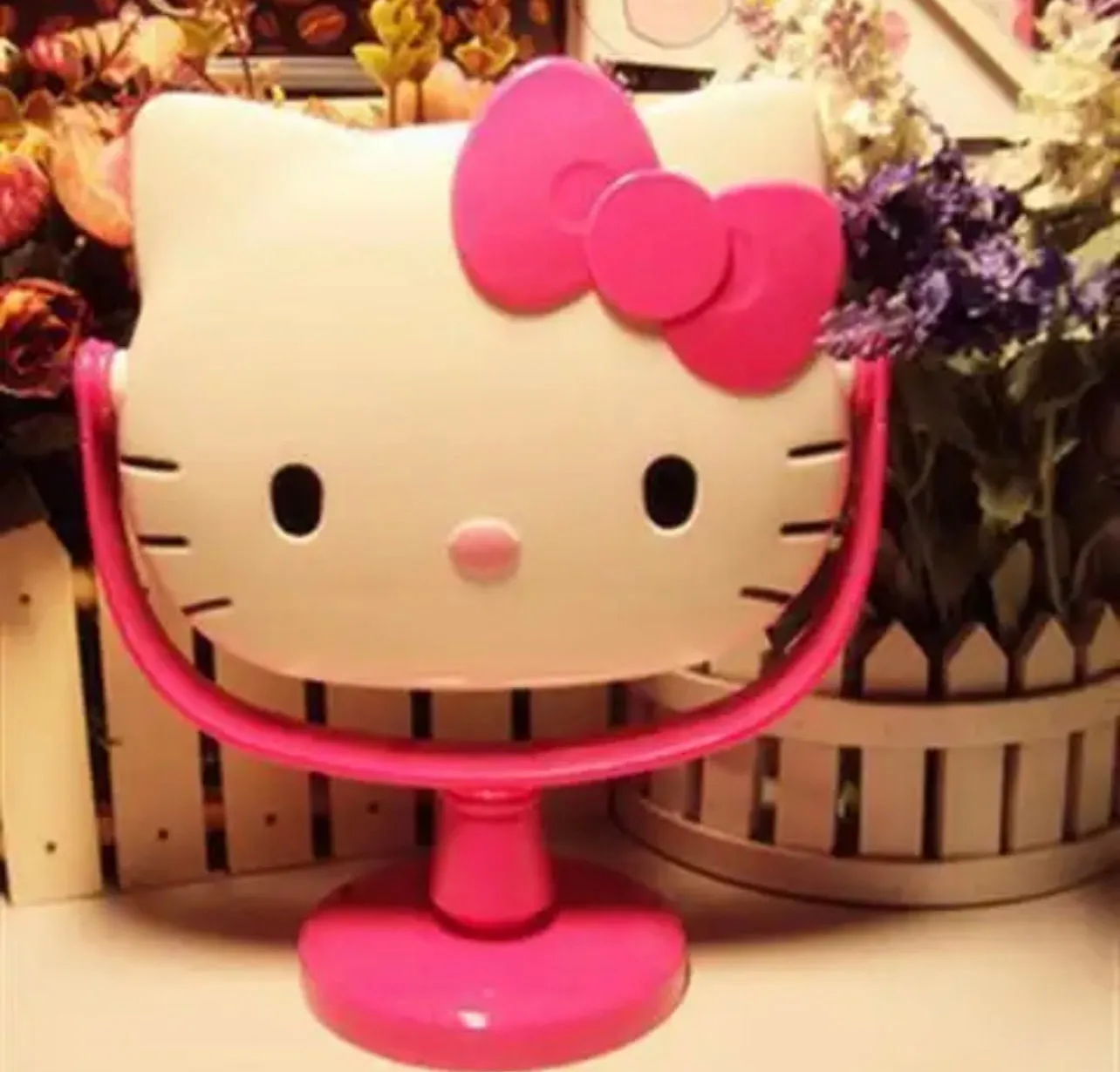 Cute Handmade Kawaii Standing Mirror Pink & White