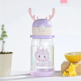 Deer Horn Design Cute Cartoon Sipper Water Bottle 600ml