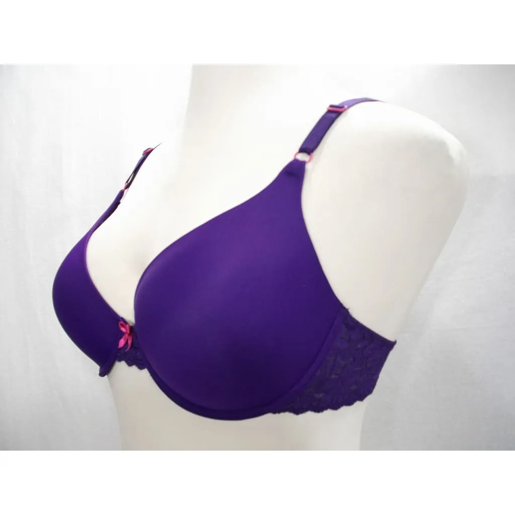 DISCONTINUED Maidenform 7900 7909 One Fabulous Fit Lace Trim T-Shirt UW Bra 36D Purple