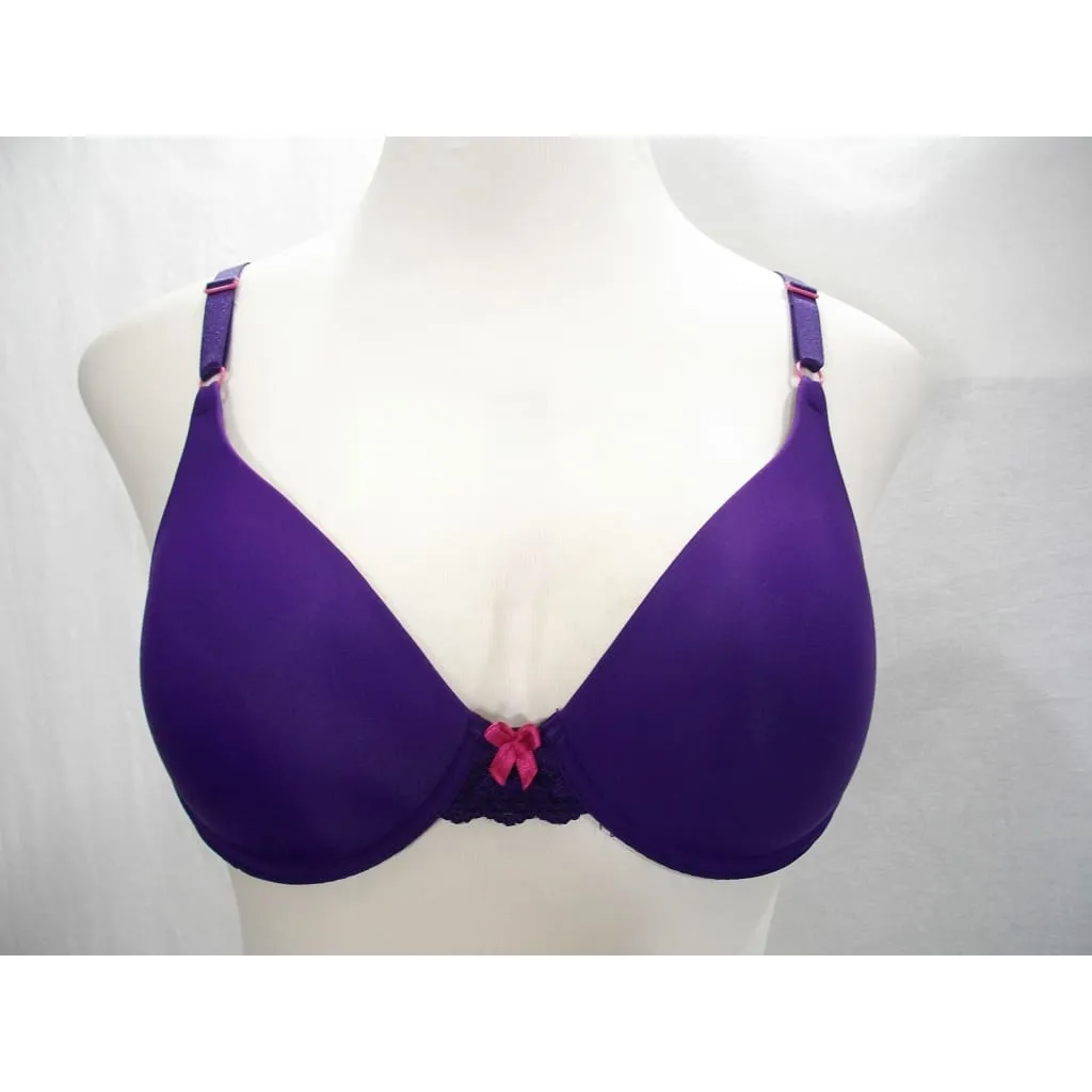 DISCONTINUED Maidenform 7900 7909 One Fabulous Fit Lace Trim T-Shirt UW Bra 36D Purple