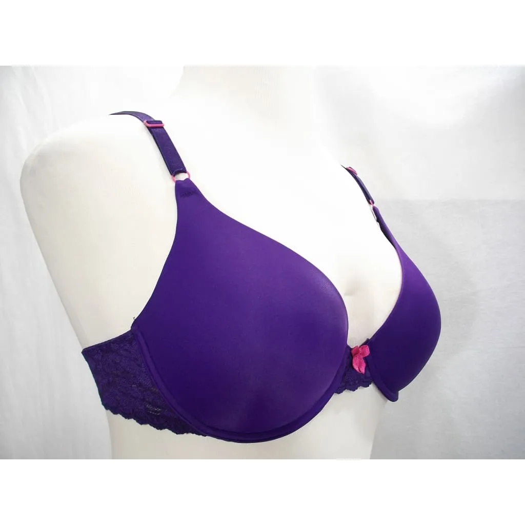 DISCONTINUED Maidenform 7900 7909 One Fabulous Fit Lace Trim T-Shirt UW Bra 36D Purple