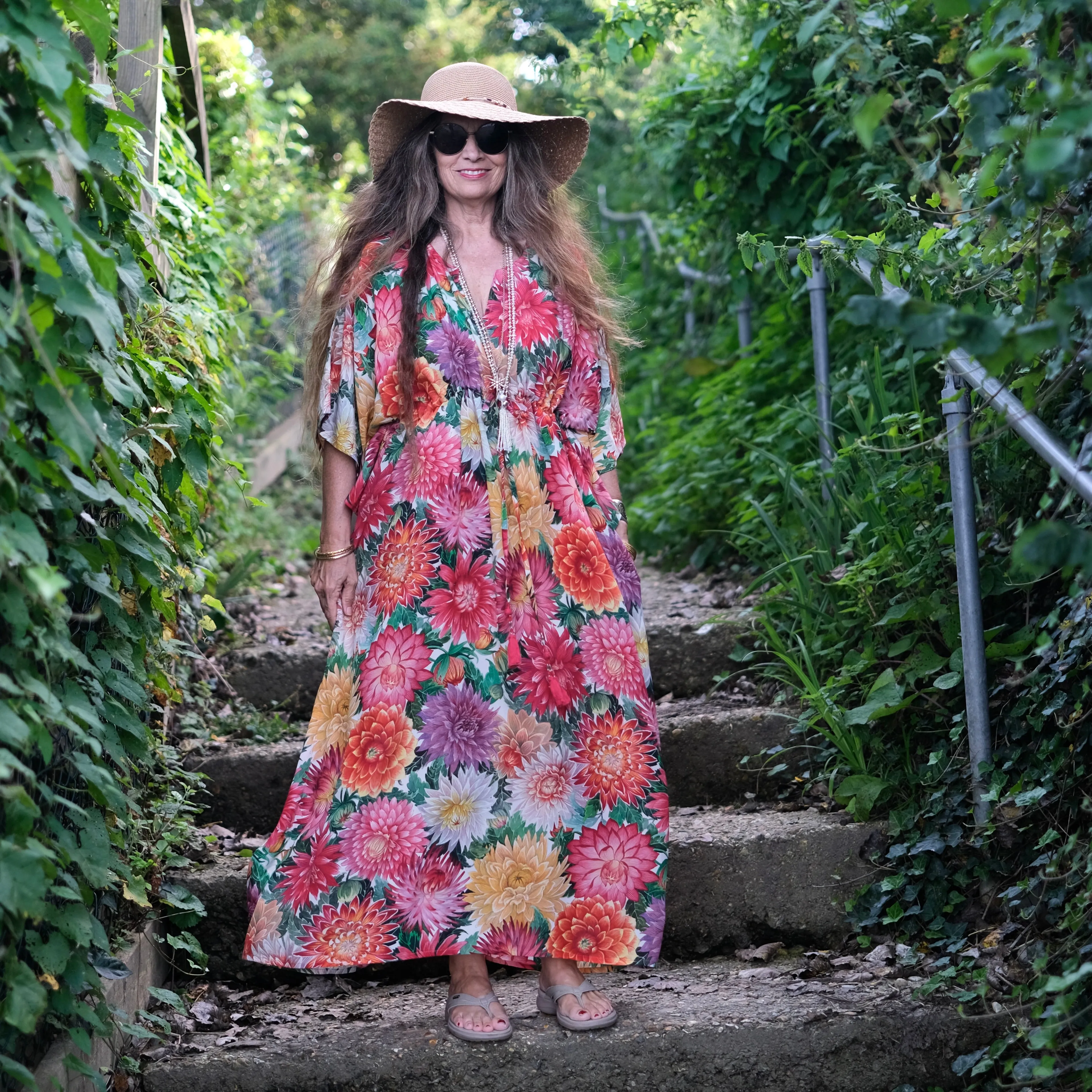 Dolce Dahlias Italian Silk Maxi