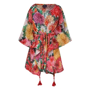 Dolce Dahlias Italian Silk Short Kaftan