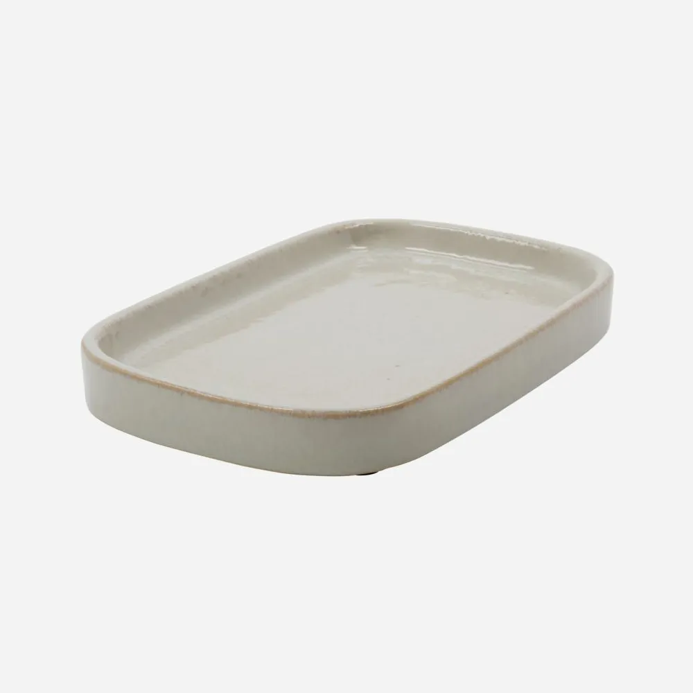 Earthenware Shellish Grey Tray 24.5cm