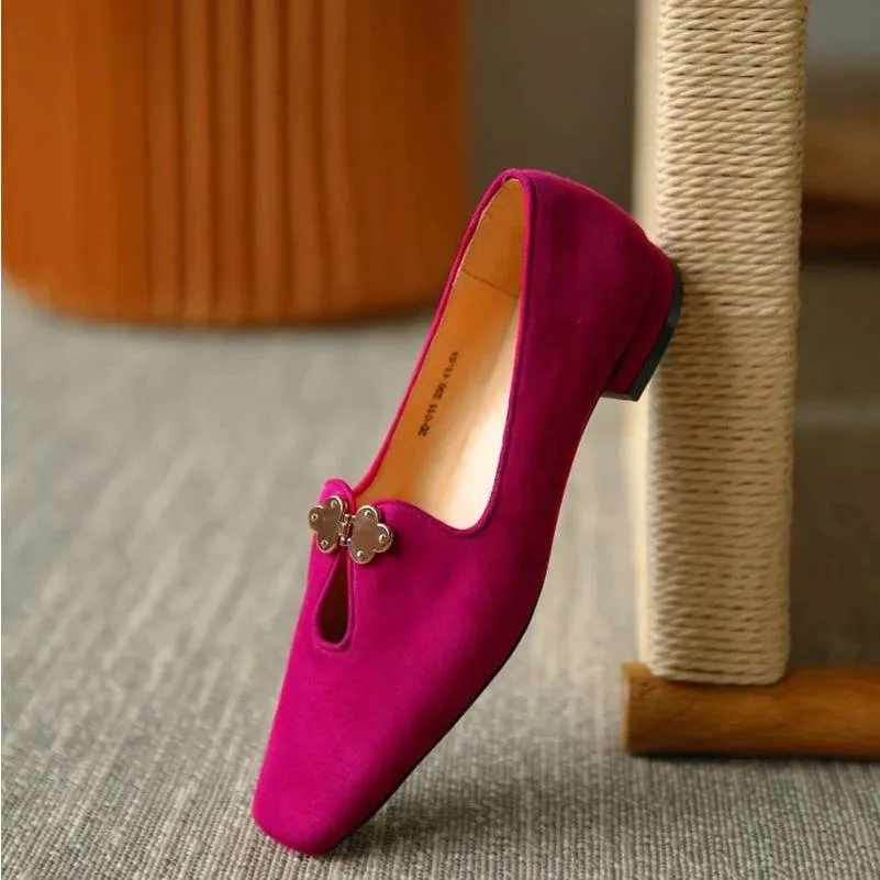 elveswallet Flat Round Toe Solid Color Single Shoes