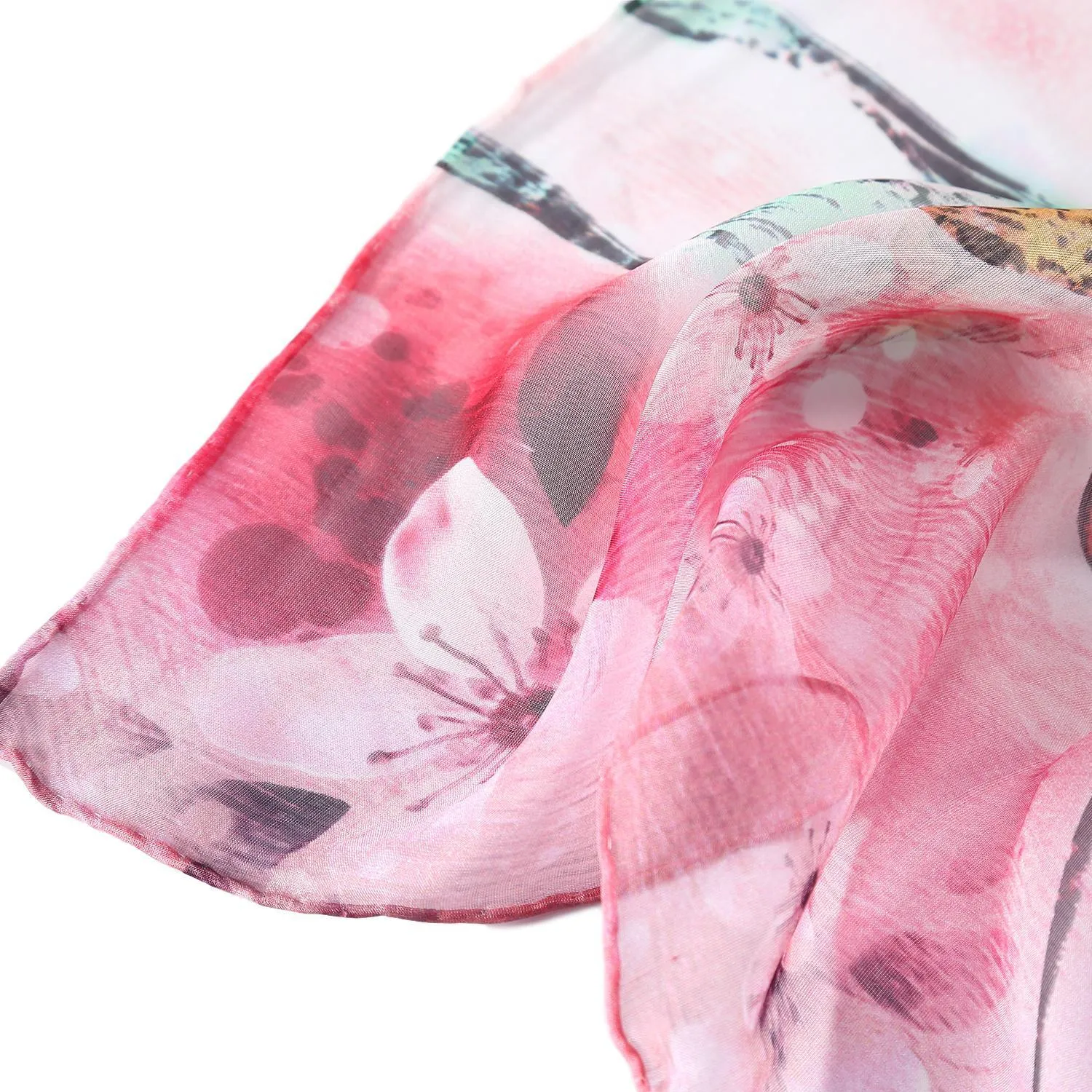 Extra Wide High Quality Silk Chiffon Scarf Pink Theme Butterfly Print SCH509