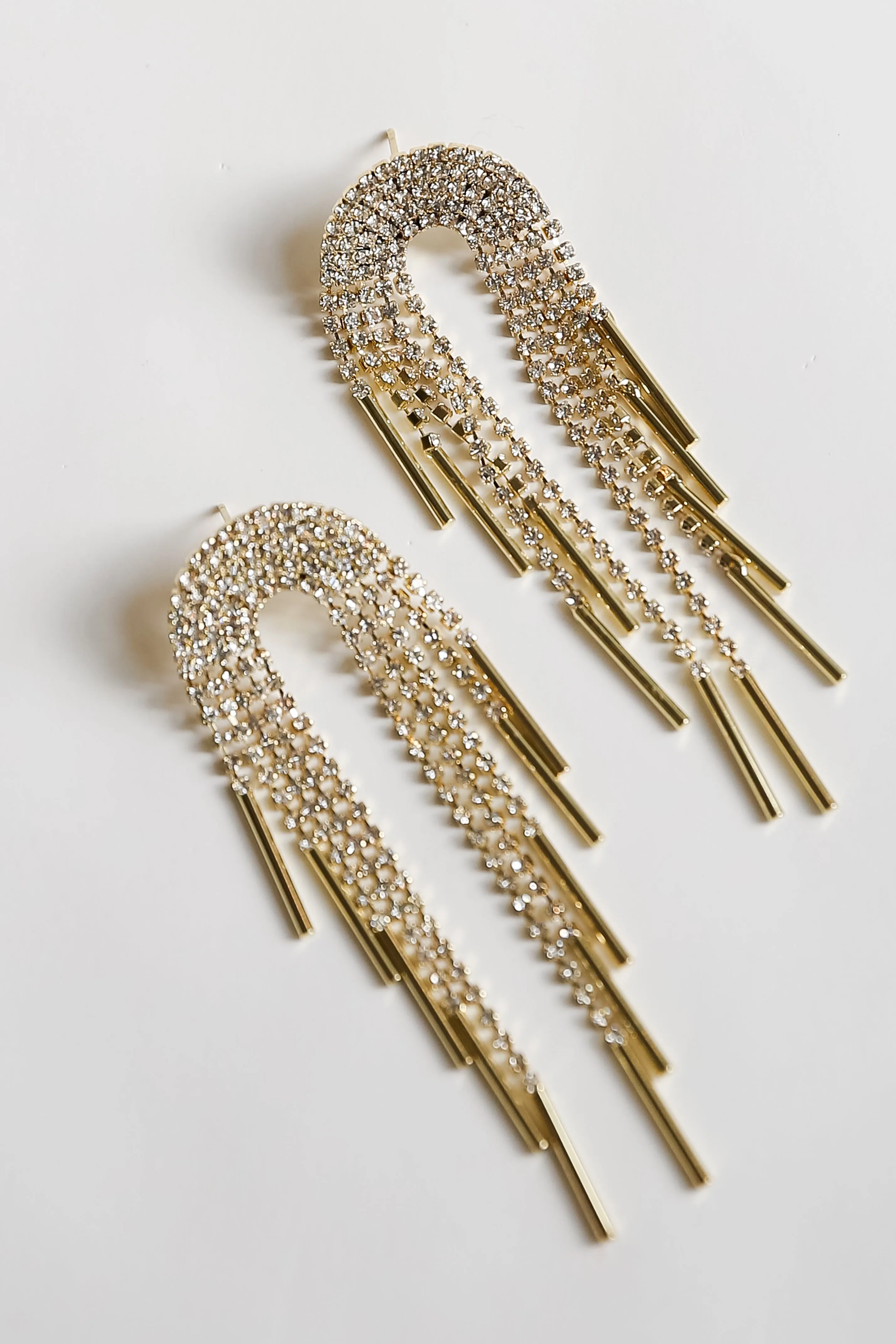 FINAL SALE - Callie Gold Rhinestone Fringe Earrings