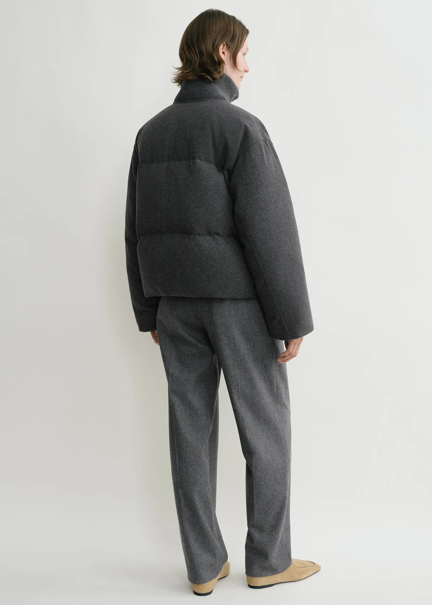 Flannel puffer jacket grey mélange